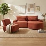 Juego Living Sofa 2.30 + Butaca + Isla Media Luna Elegante