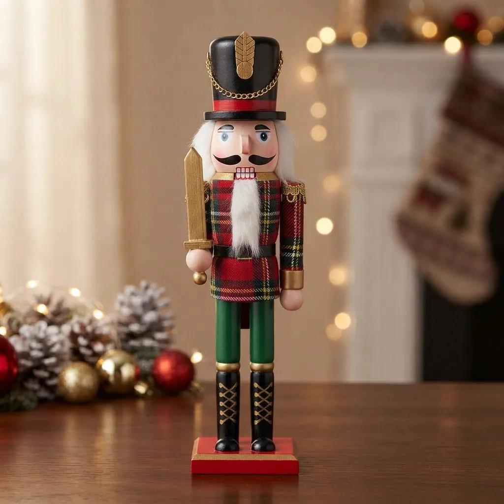 1 Adorno Navideño Soldados Cascanueces De Madera 30cm Navidad Modelo 1 - Imagen 1