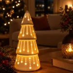 Árbol Navidad Arbolito Premium 29 Cm Cerámica Con Luces Led