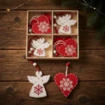 12 Chirimbolo Adorno De Madera Para Árbol De Navidad 6 Cm Angel y Corazón