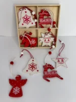 12 Chirimbolo Adorno De Madera Para Árbol De Navidad 6 Cm Motivos Navideños - Imagen 2