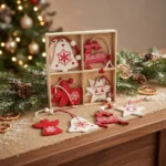 12 Chirimbolo Adorno De Madera Para Árbol De Navidad 6 Cm Motivos Navideños
