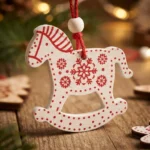 12 Chirimbolo Adorno De Madera Para Árbol De Navidad 6 Cm Árbol y Caballito - Imagen 3