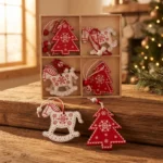 12 Chirimbolo Adorno De Madera Para Árbol De Navidad 6 Cm Árbol y Caballito