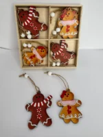 12 Chirimbolo Adorno De Madera Para Árbol De Navidad 6 Cm Galletas Jengibre - Imagen 2