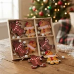 12 Chirimbolo Adorno De Madera Para Árbol De Navidad 6 Cm Galletas Jengibre