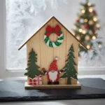Casa De Madera Decorativa Navideña Papa Noel Arbol Navidad - Imagen 2