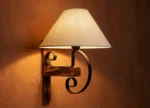 Aplique Lámpara De Pared En Madera Y Hierro Con Pantalla - Imagen 3
