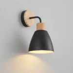 Aplique Nórdico Pared Led Metal Madera Vidrio Negro