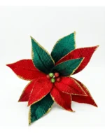 Flor Navidad Estrella Federal 30cm Brillante Adorno Navideño - Imagen 2