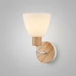 Aplique Nórdico Pared Led Metal Madera Vidrio Blanco - Imagen 2