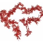 Guirnalda Navideña De Hojas Rojo Con Brillo 170cm
