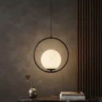 Lámpara Colgante Moderna Esfera Vidrio Minimalista Nordico Negro