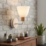 Aplique Nórdico Pared Led Metal Madera Vidrio Blanco - Imagen 3