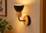 Aplique De Pared Diseñó Nórdico Minimalista Madera Y Vidrio Negro