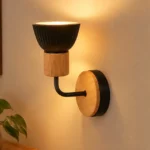 Aplique De Pared Diseñó Nórdico Minimalista Madera Y Vidrio Negro