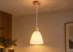 Lámpara Colgante Nórdica Minimalista Madera Metal Y Vidrio - Imagen 2