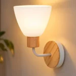 Aplique Nórdico Pared Led Metal Madera Vidrio Blanco