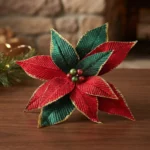 Flor Navidad Estrella Federal 30cm Brillante Adorno Navideño