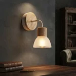 Aplique De Pared Diseñó Nórdico Minimalista Madera Y Vidrio - Imagen 2