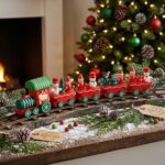 Tren Navideño De Madera Adorno Decorativo Navidad 26cm Rojo - Imagen 2