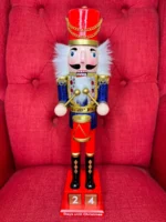 Cascanueces Grande Adorno Navideño Soldado De Madera Navidad Modelo 4 - Imagen 4