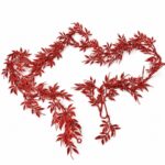 Guirnalda Navideña De Hojas Rojo Con Brillo 170cm - Imagen 5
